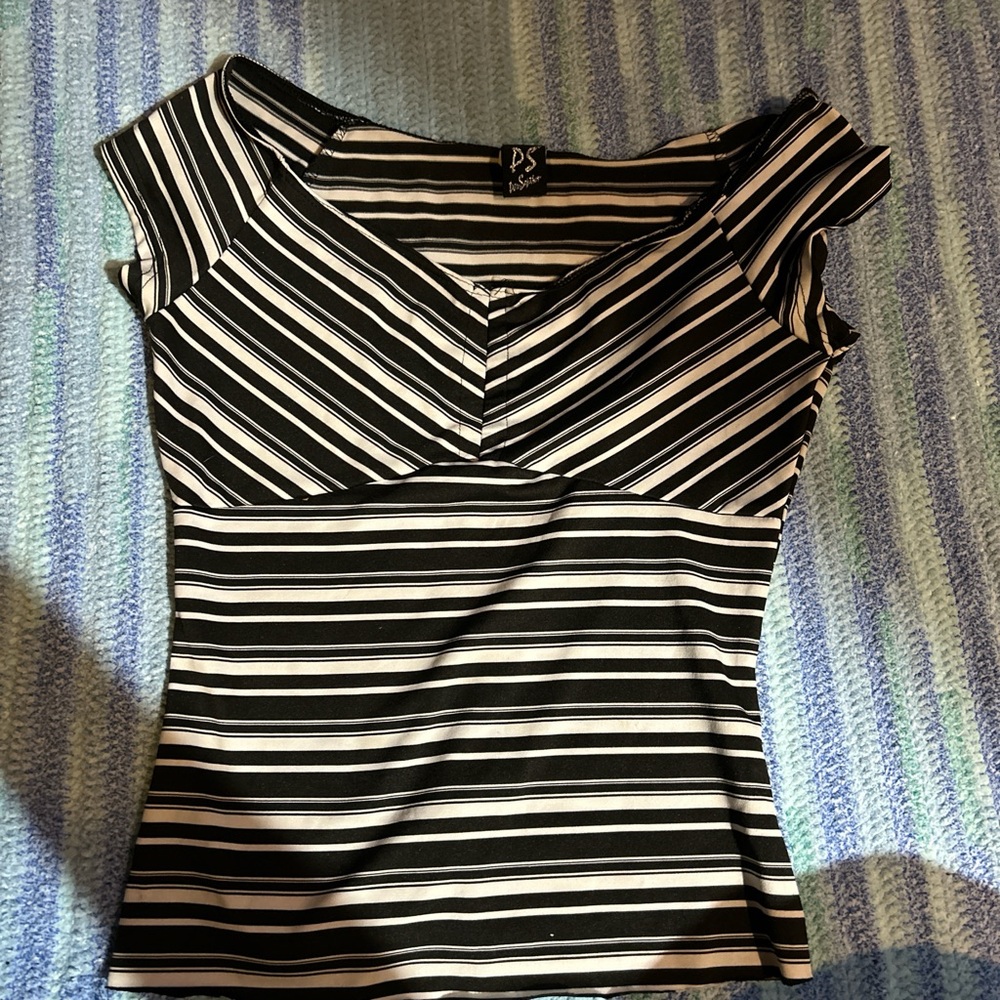 Black and White Striped Women's Top